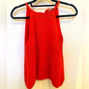 Boston Proper Coral Crochet Top size Small